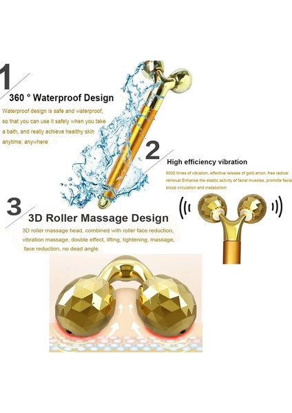 Set 4 24 K Altın Enerji Güzellik Bar Seti 3D Yüz Titreşim Masajı Yüz Masaj Sopa Cilt Bakımı Yüz Yeşim Rulo Yüz Germe Sopa 3'ü 1 Arada (Yurt Dışından) fiyatları