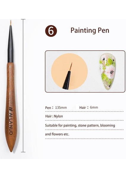 MS14 Akrilik Fransız Şerit Tırnak Sanat Astar Fırçası 3D Manikür Ultra-Ince Çizgi Çizim Kalem Uv Jel Fırçalar Gravür Boyama Araçları (Yurt Dışından)