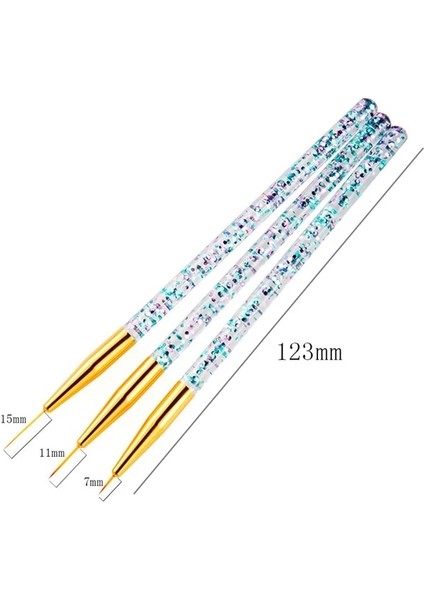 B086 3 Adet Fransız Şerit Tırnak Sanat Astar Fırça Seti Dıy Çizim Kalemi 3D Ipuçları Çizgi Çizgili Uv Jel Fırçalar Boyama Kalem Manikür Araçları (Yurt Dışından)