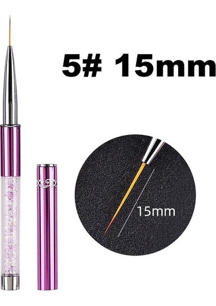 STYLE2-15MM Nail Art Liner Fırça Uv Jel Boyama Kalem Oyma Nail Art Liner 3D Rhinestones Ultra-Ince Çizgi Çizim Kalem Fırça Manikür Araçları (Yurt Dışından)