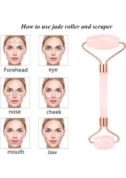 Set 3 Yeşim Rulo Doğal Gül Kuvars Gua Sha Seti Yüz Vücut Masajı Rulo Yeşim Taş Masaj Seti Yüz Kaldırma Güzellik Masaj Aletleri (Yurt Dışından) modelleri