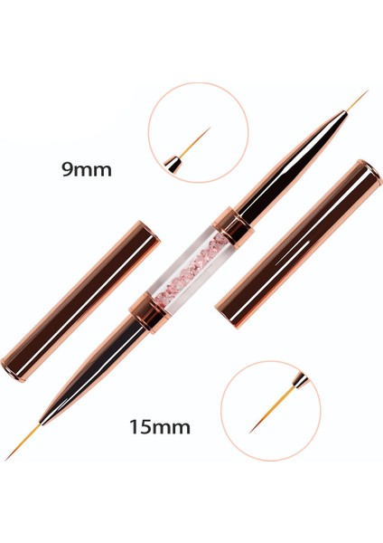 9mm 11MM Bqan Tırnak Fırçası Çift Kafa Astar Fırça Kristal Saplı Boyama Kalem Jel Fırça Çiçek Çizim Boyama Kalem Manikür Sanat Araçları (Yurt Dışından) fırsatları