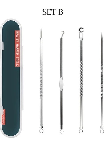 Set B 4pcs Siyah Nokta Akne Sökücü Komedon Siyah Nokta Leke Sivilce Kaldırma Iğnesi Yüz Bakımı Cilt Temizleme Gözenek Temizleyici Güzellik (Yurt Dışından)