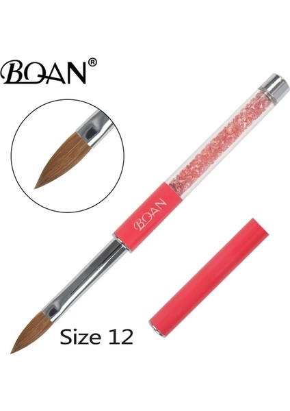 Kırmızı Boyut 12 Bqan #8 #10 Kolinsky Akrilik Tırnak Fırçası Tırnak Resim Fırçası Kolinsky Samur Saç Manikür Sanat Aracı Inciler Handlel Sıvı Toz Dıy (Yurt Dışından)