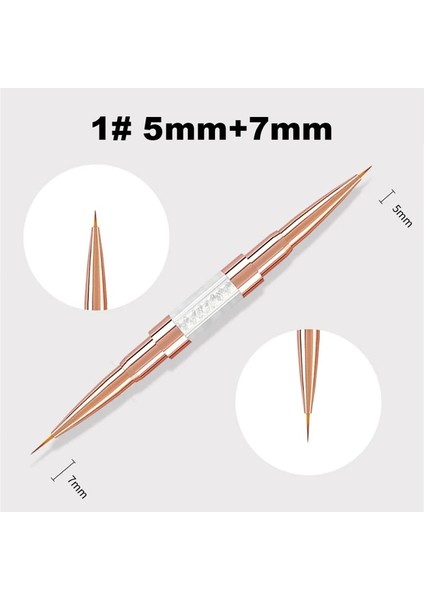 N1-5mm-7mm Çift Uçlu Tırnak Fırçası Fransız Şerit Fırçalar Manikür Astar Fırçası 3D Ipuçları Ultra-Ince Çizgi Çizim Kalemi Uv Jel Boyama Fırçaları (Yurt Dışından)