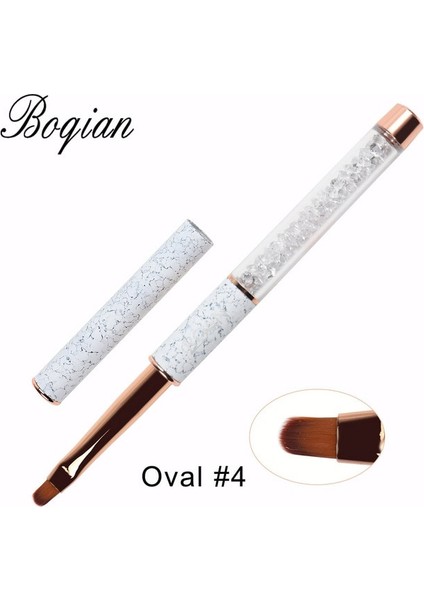 Oval 4 Bqan Mermer Astar Tırnak Fırçası Jel Fırça Manikür Akrilik Uv Jel Uzatma Kalem Tırnak Kalem Boyama Çizim Fırçası Tırnak Fırçası (Yurt Dışından)