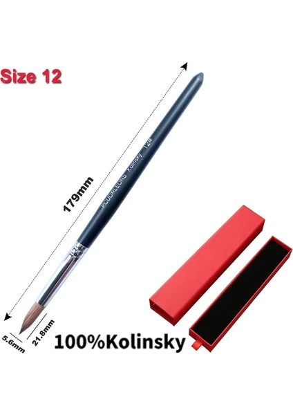 Siyah SIZE14 Usidaer Akrilik Tırnak Fırçası Kolinsky Saf Doğal Samur Saç ve Kristal Uv Jel Boyama Için Yuvarlak Ahşap Saplı (Yurt Dışından)