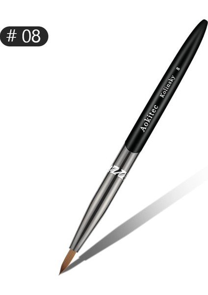 08 Aokitec Kolinsky Akrilik Tırnak Fırçası 1 Adet Siyah Uv Jel Lehçe Tırnak Sanat Uzatma Oluşturucu Kalem Çizim Fırçaları (Yurt Dışından)