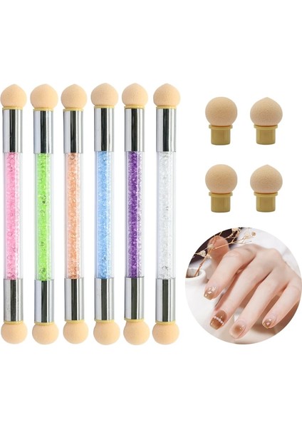 F2-10 Şampanya Çift Uçlu Degrade Gölgeleme Kalem Süsleyen Fırça Sünger Kafa Taklidi Kolu Tırnak Sanat Boyama Aracı Tırnak Resim Fırçası (Yurt Dışından) modelleri