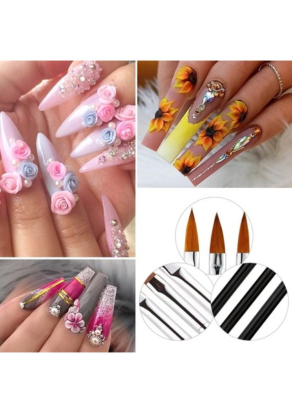 Q52390 3 Adet/takım Akrilik Tırnak Fırçası Siyah Uv Jel Oyma Kalem Fırça Sıvı Toz Nail Art 3D Çizim Kalem Yapı Fırçası Tırnak Sanat Aracı (Yurt Dışından) indirimleri