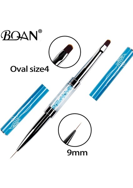 Oval4 9mm Bqan Çift Kafa Kristal Saplı Oval #4/11MM Çizim Fırça Astar Fırça Boyama Kalem Jel Lehçe Kristal Tırnak Sanat Manikür Araçları (Yurt Dışından)