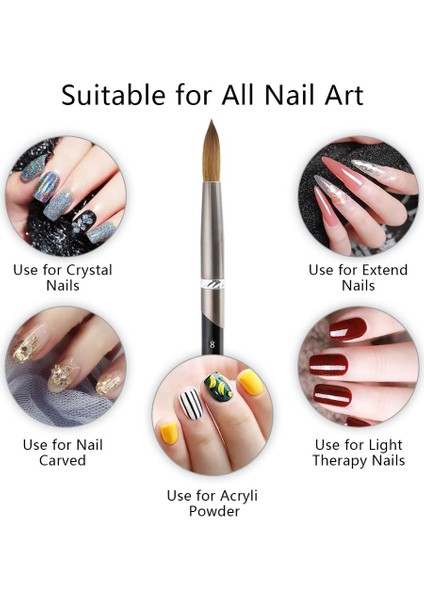 Crimped-20 Tıanmı Kolinsky Saç Tırnak Fırçası Metal Siyah Saplı Tırnak Fırçaları Salon Manikür Uygulaması Için Yuvarlak Kıvrımlı Şekil Tırnak Fırçası (Yurt Dışından) modelleri