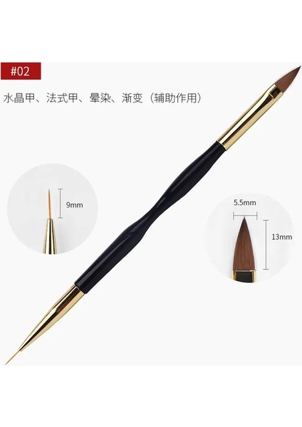 C 5 Adet Çift Uçlu Tırnak Resim Fırçası 2 Yollu Uv Jel Astar Süsleyen Çiçek Çizim Boyama Kalem Dıy Manikür Tasarımları Aracı Set (Yurt Dışından)