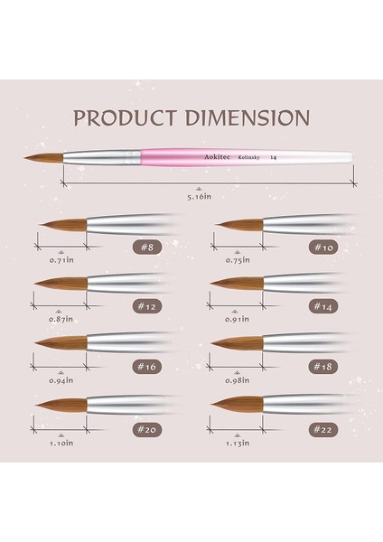 6914 Aokıtec Kolinsky Samur Tırnak Fırçası Degrade Metalik Varil Yuvarlak Şekilli Tırnak Resim Fırçası Akrilik Uygulama Manikür Aracı (Yurt Dışından)