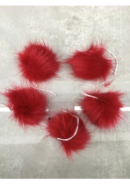 Ponpon 4 cm 5 Li Set Kırmızı