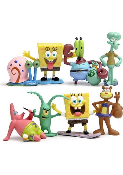 8 Adet Spongebob Squarepants Figürleri Koleksiyonu Model Bebekler Oyuncaklar (Yurt Dışından)