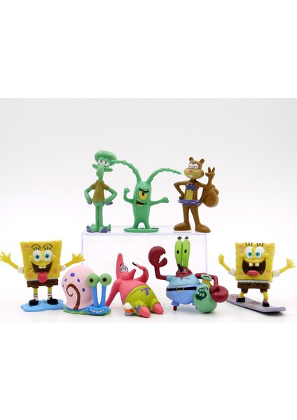 8 Adet Spongebob Squarepants Figürleri Koleksiyonu Model Bebekler Oyuncaklar (Yurt Dışından)