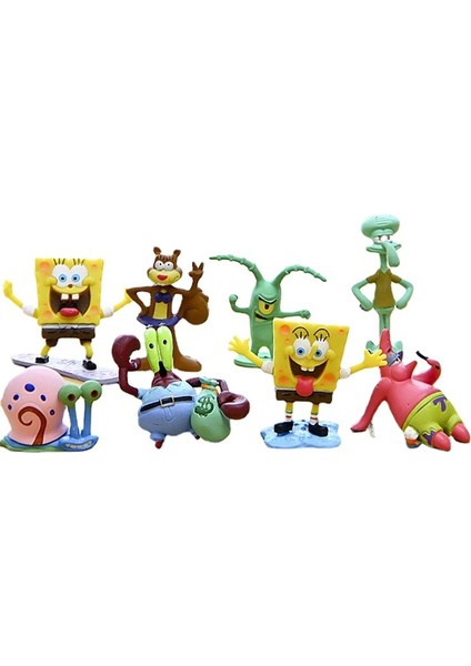 8 Adet Spongebob Squarepants Figürleri Koleksiyonu Model Bebekler Oyuncaklar (Yurt Dışından)