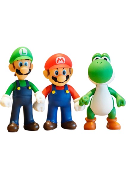 3 Adet Mario Bros Luigi Yoshi Model Bebek Oyuncak (Yurt Dışından)