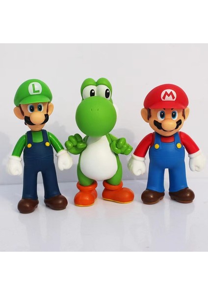 3 Adet Mario Bros Luigi Yoshi Model Bebek Oyuncak (Yurt Dışından)