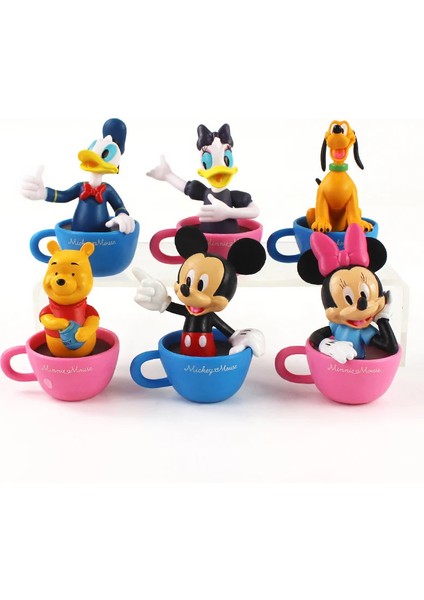 6 Adet Disney Figürleri Mickey/minnie/donald/daisy/pluto /winnie Kupada Model Bebekler Oyuncaklar (Yurt Dışından)