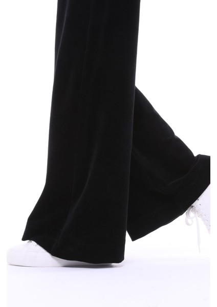 Kadın Kadife Oversize Bol Paça Pantolon Lacivert fırsatları