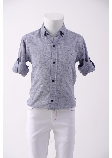 erkek çocuk spor keten gömlek