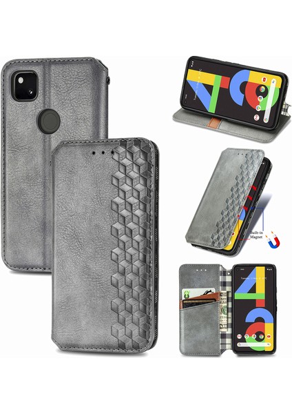Google Pixel 4A Kart Tutuculu Cüzdan Kılıfı, Pu Deri Çevirme Çubuğu Darbeye Dayanıklı Kapak (Yurt Dışından)