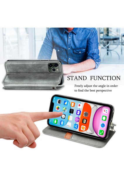 iPhone 11 Pro Kart Tutuculu Cüzdan Kılıfı, Pu Deri Çevirme Çubuğu Darbeye Dayanıklı Kapak (Yurt Dışından)