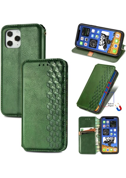iPhone 12 Pro Max Kart Tutuculu Cüzdan Kılıfı, Pu Deri Çevirme Çubuğu Darbeye Dayanıklı Kapak (Yurt Dışından)