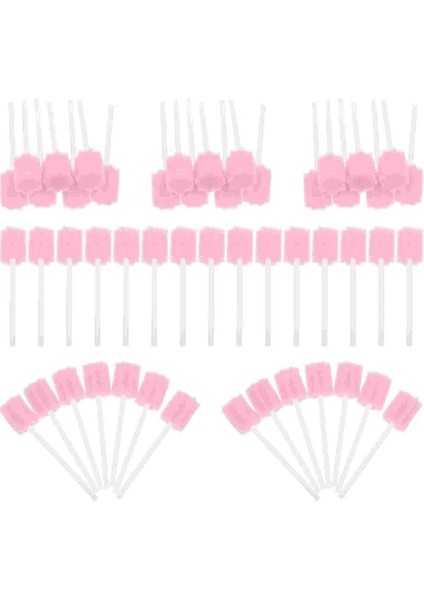 Pembe-2 Sünger Çubuk Basit Ağız Fırçaları Swablar Tek Kullanımlık Temizleme Aracı Pratik Diş Makyajı (Yurt Dışından)