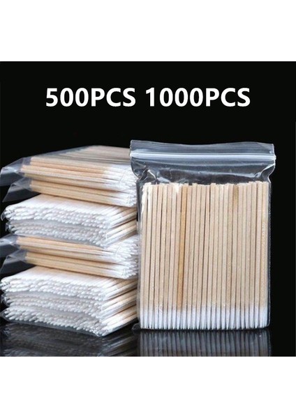 1000 Adet 500/1000 Adet Tüy Bırakmayan Mikro Fırça Ahşap Pamuklu Çubuk Kirpik Uzatma Araçları Kulak Bakımı Temizleme Ahşap Sopa Kozmetik Pamuklu Çubuk 2 # (Yurt Dışından)