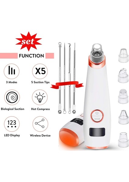 Silverkits Siyah Nokta Giderici Vakum Sıcak Sıkıştırır Gözenek Temizleyici Emme Burun T Bölgesi Akne Sebum Sıkılaştırıcı Cilt Hassas Bakım USB Şarjı (Yurt Dışından) modelleri