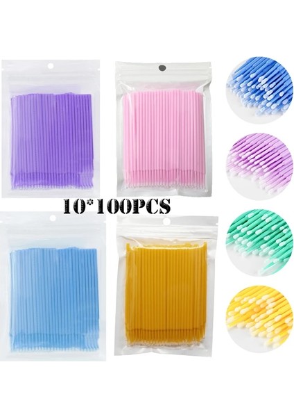 Derin Yeşil 10*100 Adet/torba Tek Kullanımlık Mikro Fırça Kirpik Uzatma Bireysel Kirpik Kirpik Uzatma Araçları Için Çubukla Mikro Fırça Çıkarma (Yurt Dışından)