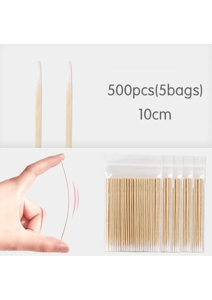 10CM 500 Adet 500/1000 Adet Ahşap Pamuklu Çubuk Temizleme Mikro Fırça Kirpik Pamuk Ince Çubuklar Tomurcukları Ucu Çivi Kulak Kürdan Makyaj Tutkal Çıkarma (Yurt Dışından)