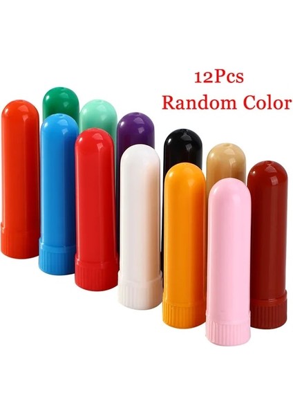 Rastgele Renk 12 Adet Uçucu Yağ Aromaterapi Boş Nazal Solunum Cihazı Çubukları Beyaz Pamuk Fitilleri ile 12 Boş Tüpler Taşınabilir Rastgele Renk (Yurt Dışından)