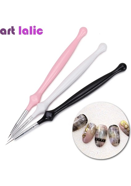 3 Adet Fransız Şerit Tırnak Sanat Astar Fırça Seti 3D Ipuçları Çizgi Çizgili Dıy Cetvel Kalemi Uv Jel Fırçalar Boyama Kalemi Manikür Araçları (Yurt Dışından)