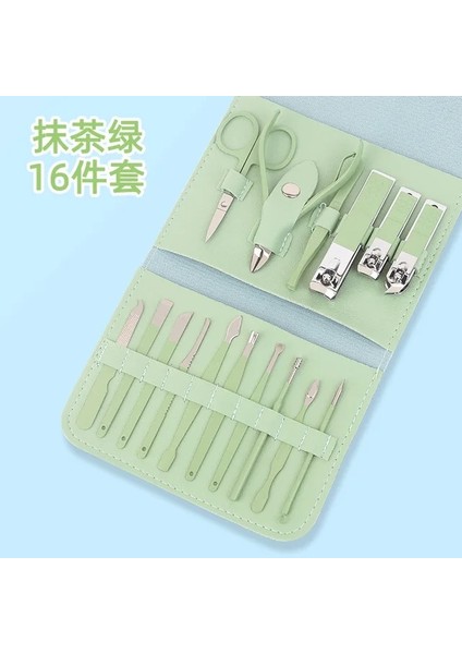 Yeşil Tırnak Makası Tırnak Makası Seti Matcha Yeşil 16 Parçalı Set Kesme Seti Güzellik Pense Tırnak Sanat Aracı Set Kesici Aletler (Yurt Dışından)