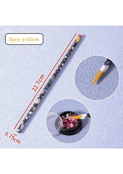 3 Adet Sarı 1-3 Adet Tırnak Süsleyen Kalem Toplama Rhinestones Taşlar Matkap Kristal Balmumu Kalem Elmas Seçici Tırnak Sanat Dekorasyon Aracı Tırnak Sanat Araçları (Yurt Dışından)