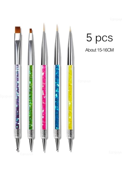 No.15 1 Adet Çift Kafalı Ahşap Süsleyen Kalem Rhinestones Mücevher Kristal Seçici Tırnak Sanat Uv Jel Boyama Kabartma Dotter Manikür Dıy Nokta Aracı (Yurt Dışından)