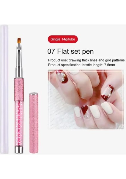 Düz Set Kalem 16 Parça Profesyonel Tırnak Sanat Fırçaları Tırnak Hattı Fırçası Pembe Uv Jel Boyama Oyma Tırnak Sanat Astar 3D Rhinestones Fırça Manikür (Yurt Dışından)