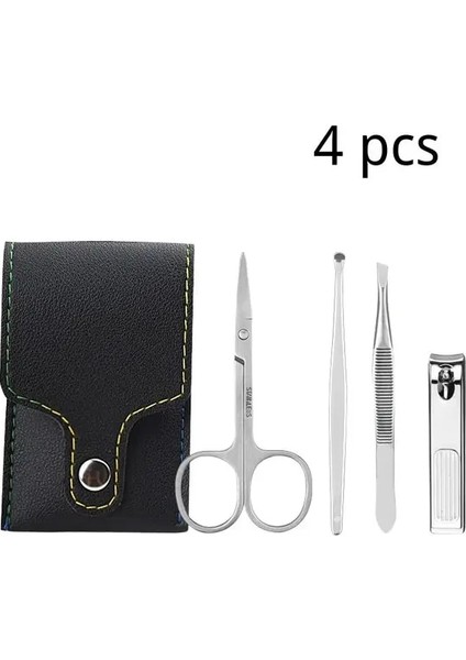 4 Adet Siyah Profesyonel Makas Seti Tırnak Makası Paslanmaz Çelik Tırnak Kesici Manikür Seti Taşınabilir Kiti Seti Çivi Makyaj Bakım Aracı (Yurt Dışından)