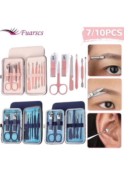 Blue-7pcs Tırnak Makası Seti Tırnak Kesme Pensesi Manikür Kesiciler Seyahat Tırnak Kesme Giyotin Ayak Tırnağı Pense Pense Pedikür Aracı (Yurt Dışından) fırsatları