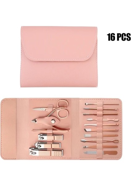 16PCS-PEMBE Manikür 4/8/12/16 Adet Tırnak Makası Takım Elbise Tırnak Makası Pedikür Kesici Paslanmaz Çelik Kartal Kanca Taşınabilir Kırpma Seti (Yurt Dışından)