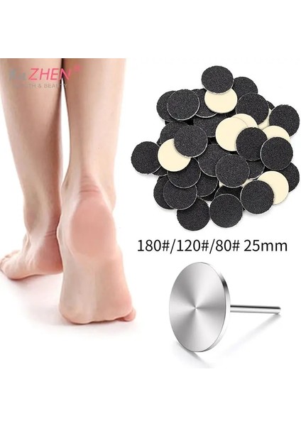 D 50 Adet Taşlama Mili Çekirdek 25MM Çap Ayak Törpü Ayak Dosya Mandrel Ayak Zımpara Kağıdı Pedikür Cilalı Zımpara Halkası Pedikür (Yurt Dışından)