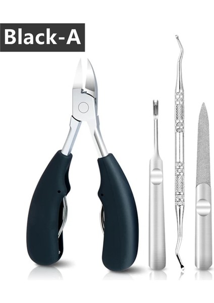 4 Adet Siyah-Bir Tırnak Makası Paronychia Geliştirilmiş Paslanmaz Çelik Düzeltici Batık Pedikür Bakımı Profesyonel Kesici Ayak Ayak Tırnağı Makası Alet Seti (Yurt Dışından)