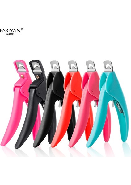 Siyah 02 Renkli Yanlış Nail Art Clipper Uv Jel Yanlış Ipuçları Kenar Kesiciler Fransız U-Şekilli Kırpma Makası Paslanmaz Çelik Manikür Araçları (Yurt Dışından)