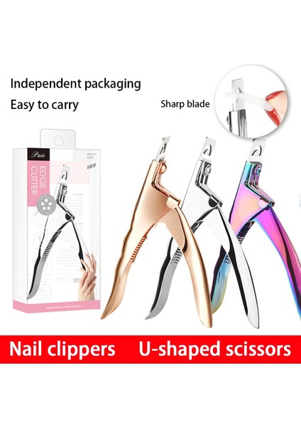Bir Gül Kırmızı 1 Adet Tırnak Sahte Çizgi Makas U-Şekilli Clippers Uzatma Çivi Kesiciler Aracı Manikür Kalınlaşmış Paslanmaz Çelik Bıçak Şekillendirme (Yurt Dışından)