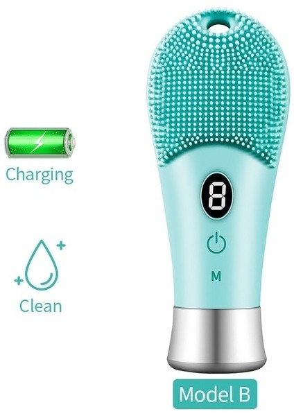 Şarj Mavi Elektrikli Yüz Temizleyici Silikon Temizleme Fırçası Yüz Gözenek Derin Siyah Nokta Yıkama Makyaj Çıkarıcı Köpük Fırça Sonic Masaj (Yurt Dışından)