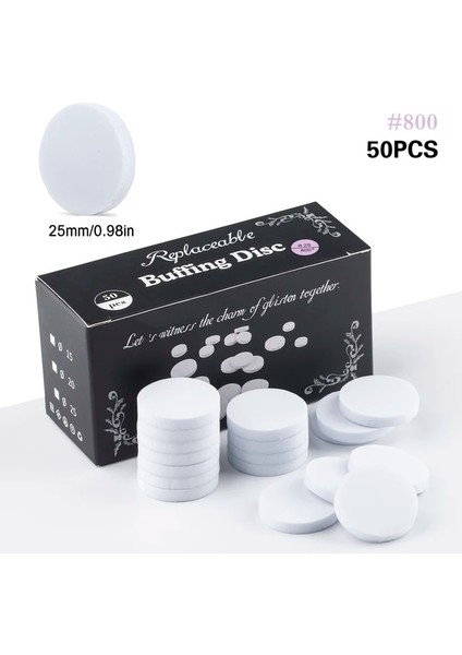 G800 50 Adet 25MM Kutu Pedikür Pedleri Tırnak Parlatıcı Disk Ayak Pedikür Diski Kendinden Yapışkanlı Değiştirilebilir Zımpara Parlatma Dosyaları Tırnak Ayak Bakımı Araçları (Yurt Dışından)